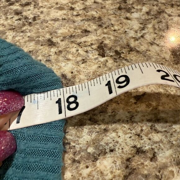 Urban Outfitters Blue Cropped Rib Top Cuff Sleeves Medium - Picture 6 of 11